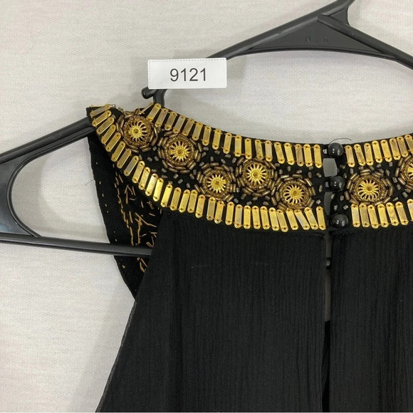 NEW ECI New York Black Gold Embellished 100% Silk Dress size 2 - Picture 9 of 9